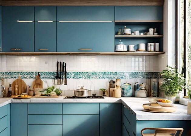 a kitchen with beautiful utensils