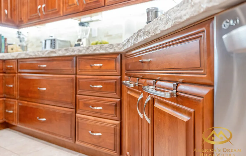 custom stained cabinets