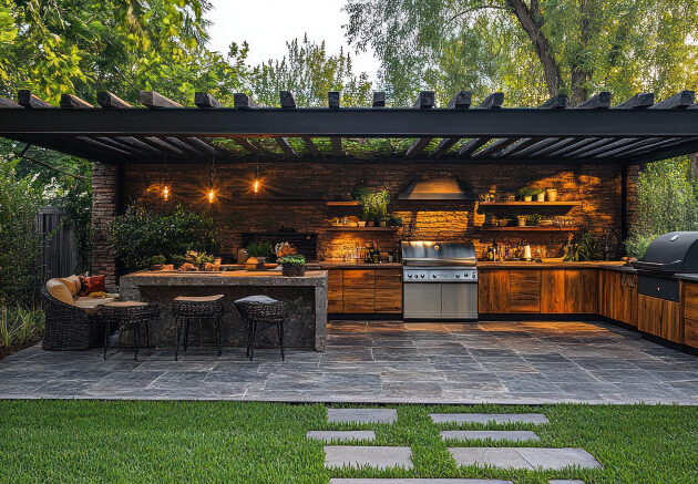 Leathered Granite Outdoor Kitchen