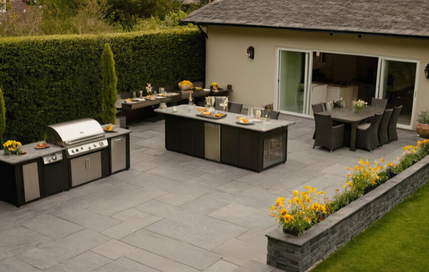 Leathered Granite Outdoor Kitchen