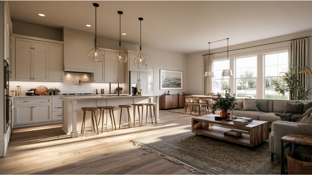 Design Cohesion Between the Kitchen and Living Room