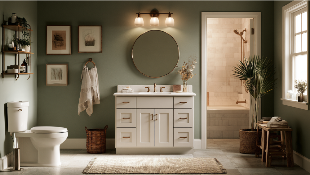 How to Choose Bathroom Paint Colors That Work With Your Tile, Vanity and Lighting