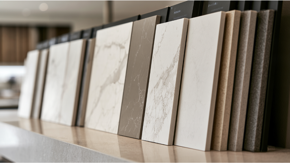 Color range, marble looks, and finishes for kitchens and bathroom vanities