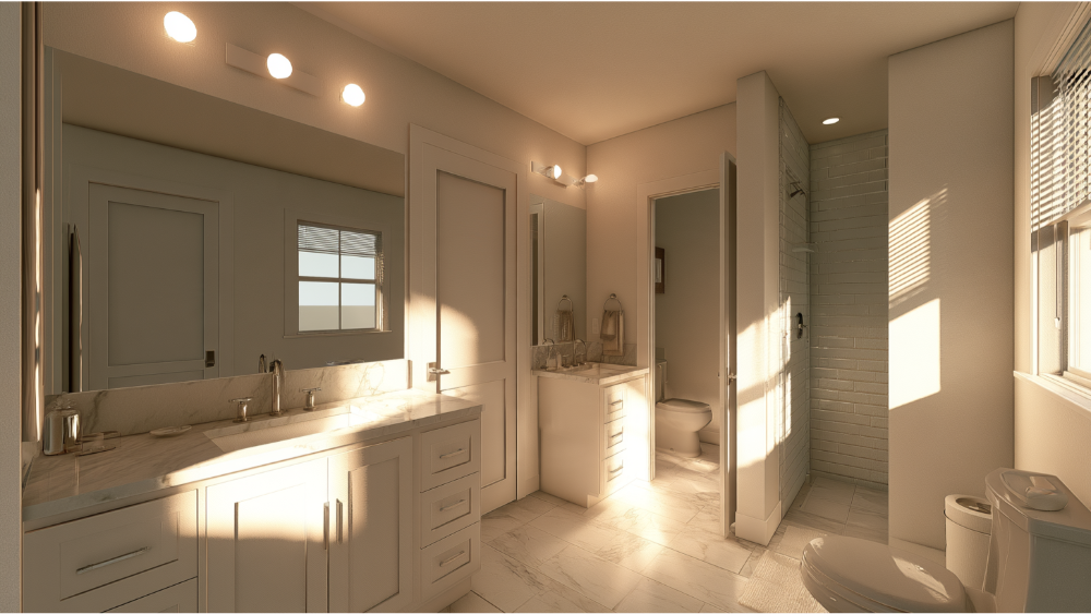 Jack and Jill bathroom design four layout ideas